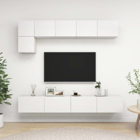 TV-Lounge-Möbel-Set 5 Stück weißes Holzwerkstoff von vidaXL, TV-Möbel - Ref: Foro24-3078694, Preis: 222,26 €, Rabatt: %