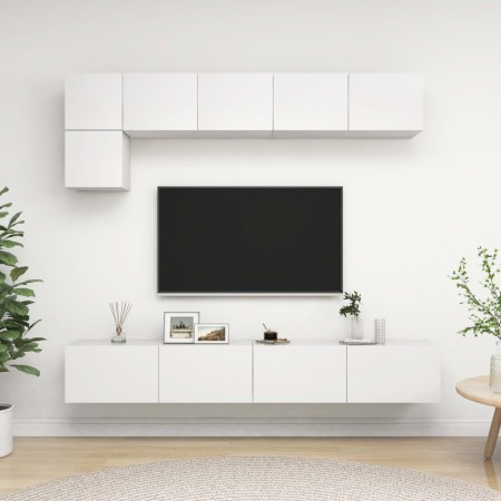 TV-Lounge-Möbel-Set 5 Stück weißes Holzwerkstoff von vidaXL, TV-Möbel - Ref: Foro24-3078694, Preis: 222,26 €, Rabatt: %