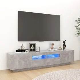 TV stand with LED lights in concrete gray, 180x35x40 cm by vidaXL, TV Furniture - Ref: Foro24-3081901, Price: 112,94 €, Disco...