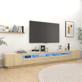 Armario TV con luces LED color roble Sonoma 300x35x40 cm de vidaXL, Muebles TV - Ref: Foro24-3081927, Precio: 182,55 €, Descu...