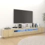 Armario TV con luces LED color roble Sonoma 260x35x40 cm de vidaXL, Muebles TV - Ref: Foro24-3081918, Precio: 173,22 €, Descu...