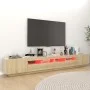 Armario TV con luces LED color roble Sonoma 260x35x40 cm de vidaXL, Muebles TV - Ref: Foro24-3081918, Precio: 173,22 €, Descu...