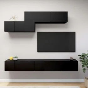 6-piece black engineered wood TV living room furniture set by vidaXL, TV Furniture - Ref: Foro24-3078835, Price: 243,60 €, Di...