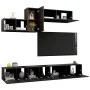 6-teiliges TV-Wohnzimmermöbelset aus schwarzem Holzwerkstoff von vidaXL, TV-Möbel - Ref: Foro24-3078835, Preis: 245,21 €, Rab...