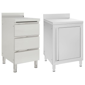 Commercial kitchen cabinets 2 units stainless steel by vidaXL, Restoration - Ref: Foro24-3081937, Price: 519,92 €, Discount: %