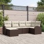 Conjunto de sofá de jardín con cojín 6 pcs Marrón Poliratán