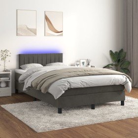 Cama box spring colchón y LED terciopelo gris oscuro 120x200 cm Cama box spring colchón y LED terciopelo gris oscuro 120x200 cm