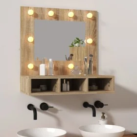Furniture with mirror and LED lights Sonoma oak 60x31.5x62 cm by vidaXL, bathroom vanities - Ref: Foro24-808885, Price: 50,55...