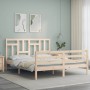 Bed frame with solid wood headboard 160x200 cm by vidaXL, Beds and slatted bases - Ref: Foro24-3194971, Price: 140,48 €, Disc...