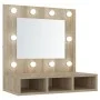 Furniture with mirror and LED lights Sonoma oak 60x31.5x62 cm by vidaXL, bathroom vanities - Ref: Foro24-808885, Price: 51,15...