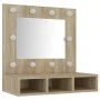 Mueble con espejo y luces LED roble Sonoma 60x31,5x62 cm de vidaXL, Tocadores de baño - Ref: Foro24-808885, Precio: 50,47 €, ...
