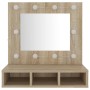 Möbel mit Spiegel und LED-Leuchten Sonoma-Eiche 60x31,5x62 cm von vidaXL, Badezimmerwaschtische - Ref: Foro24-808885, Preis: ...