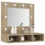 Mueble con espejo y luces LED roble Sonoma 60x31,5x62 cm de vidaXL, Tocadores de baño - Ref: Foro24-808885, Precio: 50,47 €, ...