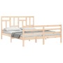 Bed frame with solid wood headboard 160x200 cm by vidaXL, Beds and slatted bases - Ref: Foro24-3194971, Price: 140,48 €, Disc...