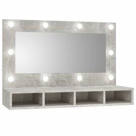 Concrete gray furniture with mirror and LED lights 90x31.5x62 cm by vidaXL, bathroom vanities - Ref: Foro24-808895, Price: 62...