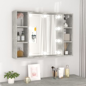 Mueble con espejo y luces LED gris hormigón 76x15x55 cm de vidaXL, Tocadores de baño - Ref: Foro24-808859, Precio: 54,92 €, D...