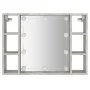 Mueble con espejo y luces LED gris hormigón 76x15x55 cm de vidaXL, Tocadores de baño - Ref: Foro24-808859, Precio: 54,41 €, D...