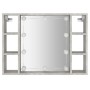 Mueble con espejo y luces LED gris hormigón 76x15x55 cm de vidaXL, Tocadores de baño - Ref: Foro24-808859, Precio: 54,92 €, D...