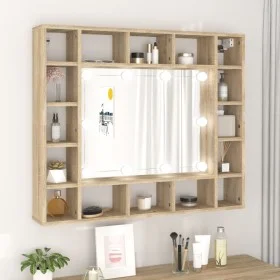 Sonoma eichenfarbener Spiegelschrank mit LED 91x15x76,5 cm von vidaXL, Badezimmerwaschtische - Ref: Foro24-808867, Preis: 82,...