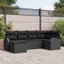 Conjunto de sofá de jardín con cojín 6 pcs Negro Poliratán