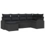 Conjunto de sofá de jardín con cojín 6 pcs Negro Poliratán