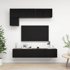 5-piece black engineered wood living room TV furniture set by vidaXL, TV Furniture - Ref: Foro24-3078798, Price: 187,53 €, Di...