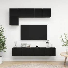 TV-Lounge-Möbel-Set 5 Stück schwarzes Holzwerkstoff von vidaXL, TV-Möbel - Ref: Foro24-3078798, Preis: 192,26 €, Rabatt: %