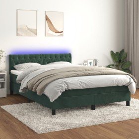 Cama box spring colchón y LED terciopelo verde oscuro 140x200cm Cama box spring colchón y LED terciopelo verde oscuro 140x200cm