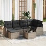 Conjunto de sofá de jardín con cojín 7 pcs Gris Poliratán