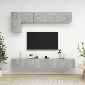 Wohnzimmermöbel Set 5 Stück Holztechnik Grau Beton von vidaXL, TV-Möbel - Ref: Foro24-3079114, Preis: 191,91 €, Rabatt: %