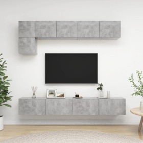 Wohnzimmermöbel Set 5 Stück Holztechnik Grau Beton von vidaXL, TV-Möbel - Ref: Foro24-3079114, Preis: 197,19 €, Rabatt: %