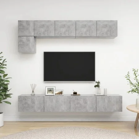 Wohnzimmermöbel Set 5 Stück Holztechnik Grau Beton von vidaXL, TV-Möbel - Ref: Foro24-3079114, Preis: 191,91 €, Rabatt: %