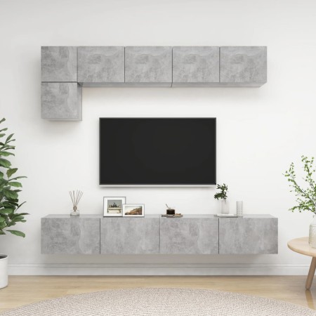 Wohnzimmermöbel Set 5 Stück Holztechnik Grau Beton von vidaXL, TV-Möbel - Ref: Foro24-3079114, Preis: 197,19 €, Rabatt: %