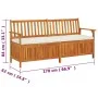 Storage bench with cushion solid acacia wood 170 cm by vidaXL, garden benches - Ref: Foro24-316738, Price: 288,09 €, Discount: %