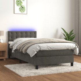 Cama box spring colchón y LED terciopelo gris oscuro 80x200 cm en Camas y somieres | Comprar online en Foro24