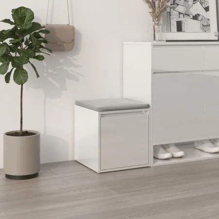 Glänzend weißes Sperrholz Hocker Schublade 40,5x40x40 cm von vidaXL, Aufbewahrungskörbe - Ref: Foro24-808780, Preis: 61,78 €,...