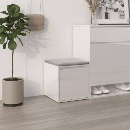 Glänzend weißes Sperrholz Hocker Schublade 40,5x40x40 cm von vidaXL, Aufbewahrungskörbe - Ref: Foro24-808780, Preis: 62,92 €,...