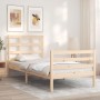 Bed frame with solid wood headboard 100x200 cm by vidaXL, Beds and slatted bases - Ref: Foro24-3193976, Price: 108,45 €, Disc...