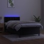 Cama box spring colchón y LED terciopelo negro 90x200 cm