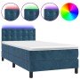 Cama box spring colchón y LED terciopelo azul oscuro 100x200 cm en Camas y somieres | Comprar online en Foro24