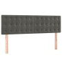 Cama box spring colchón y LED terciopelo gris oscuro 140x190 cm