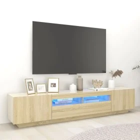 TV cabinet with LED lights Sonoma oak color 200x35x40 cm by vidaXL, TV Furniture - Ref: Foro24-3081909, Price: 114,56 €, Disc...