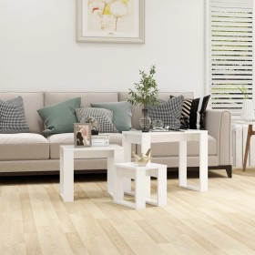 Mesas apilables 3 piezas madera contrachapada blanco de vidaXL, Mesas auxiliares - Ref: Foro24-808603, Precio: 48,47 €, Descu...