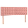 Cama box spring colchón y LED terciopelo rosa 140x190 cm