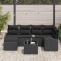 Conjunto de sofá de jardín con cojín 7 pcs Negro Poliratán