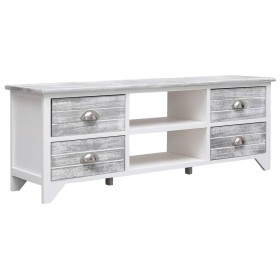 White and gray paulownia wood TV cabinet 108x30x40 cm by vidaXL, TV Furniture - Ref: Foro24-338513, Price: 103,07 €, Discount: %