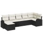 Conjunto de sofá de jardín con cojín 7 pcs Negro Poliratán