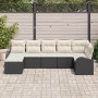 Conjunto de sofá de jardín con cojín 7 pcs Negro Poliratán