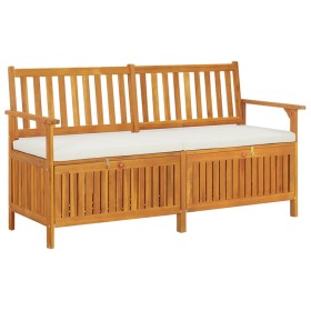 Solid acacia wood storage bench with cushion, 148 cm by vidaXL, garden benches - Ref: Foro24-316737, Price: 265,24 €, Discoun...