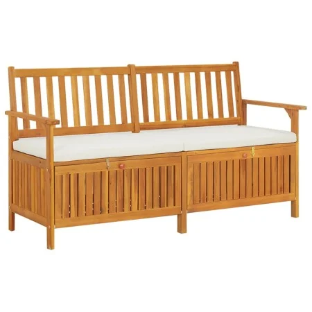 Solid acacia wood storage bench with cushion, 148 cm by vidaXL, garden benches - Ref: Foro24-316737, Price: 260,50 €, Discoun...